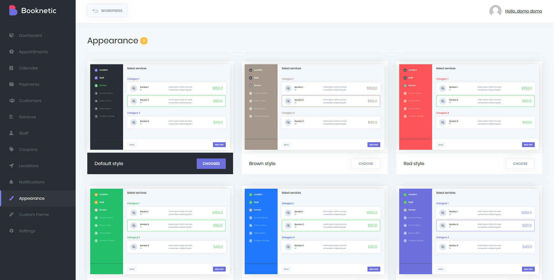 Booknetic - Customizable design