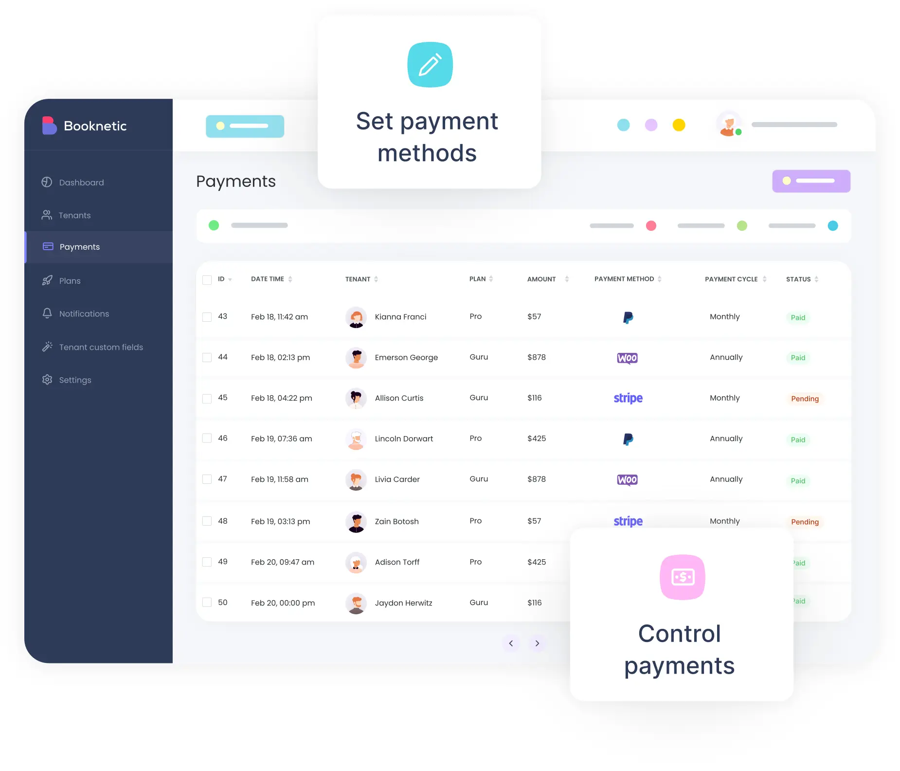 Configure SaaS payment methods