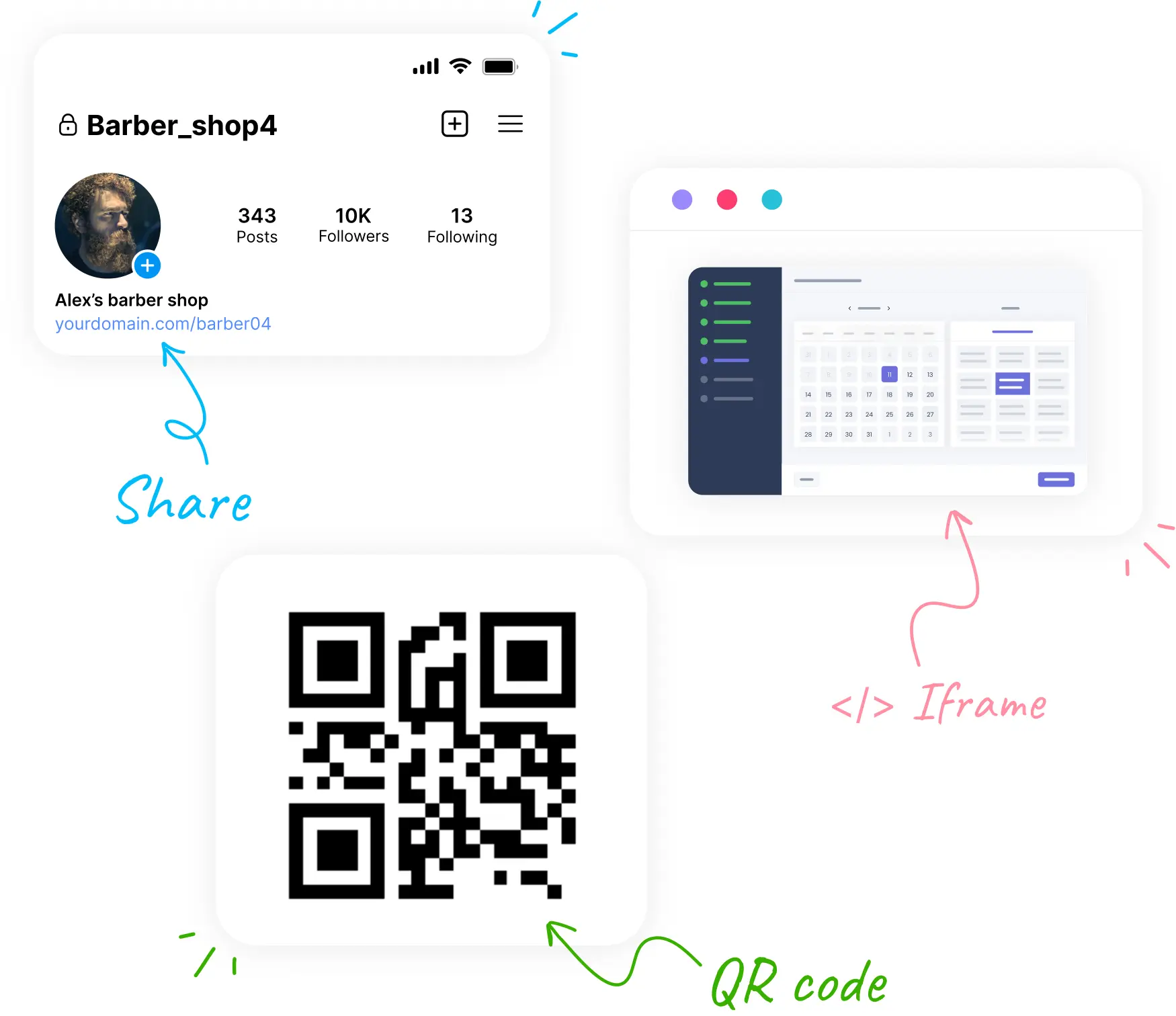 Share URLs & start receiving appointments