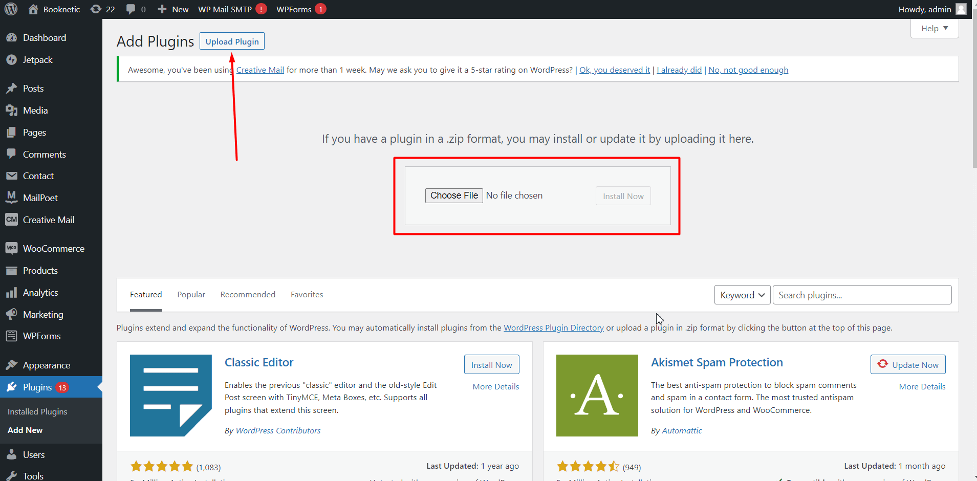activate the wordpress plugin