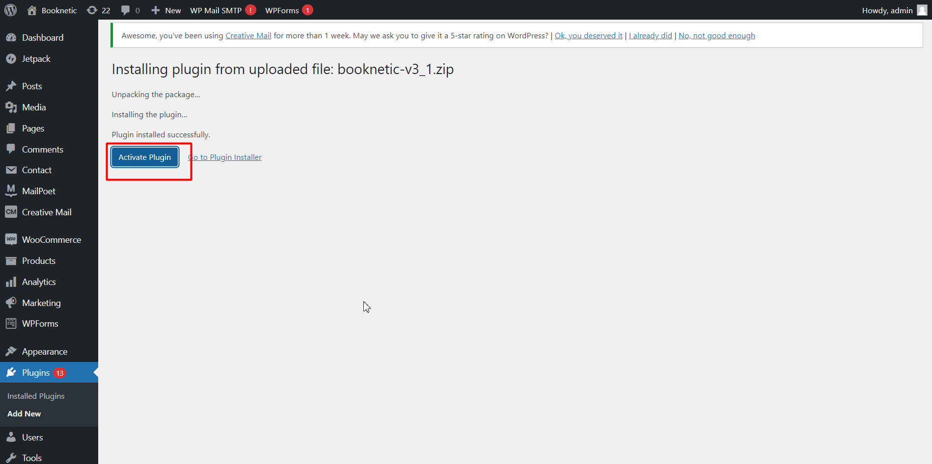 activate the plugin