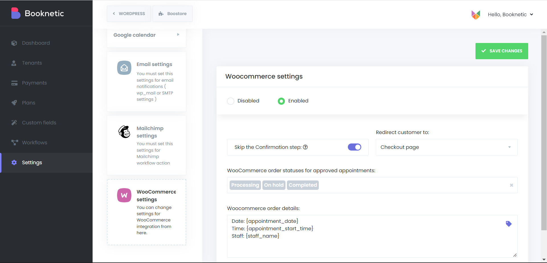 saas booknetic install payment