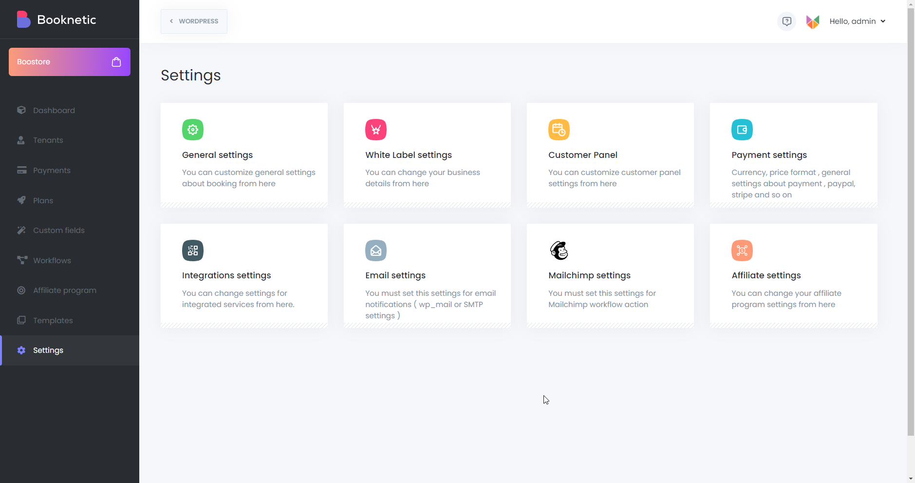 saas booknetic settings
