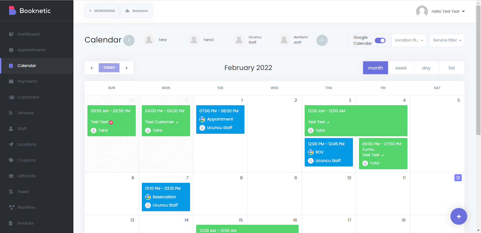Google Calendar Events on Booknetic Calendar