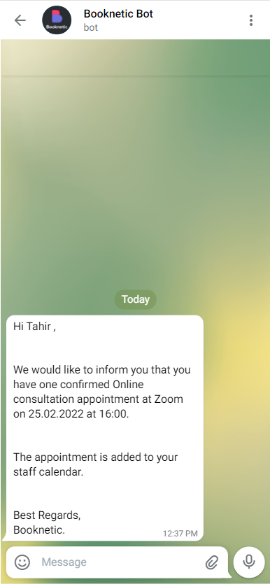 Telegram action for Workflow