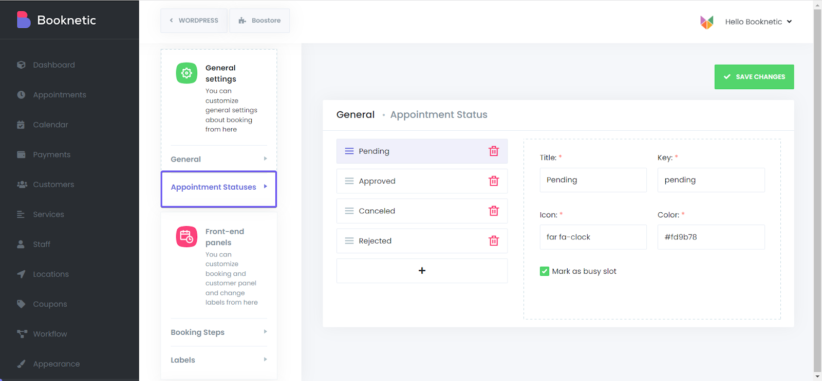 Custom Appointment Statuses
