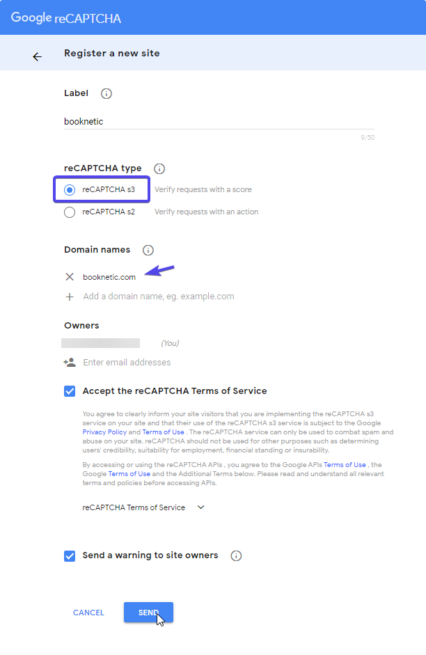 Google ReCaptcha API-Schlüssel