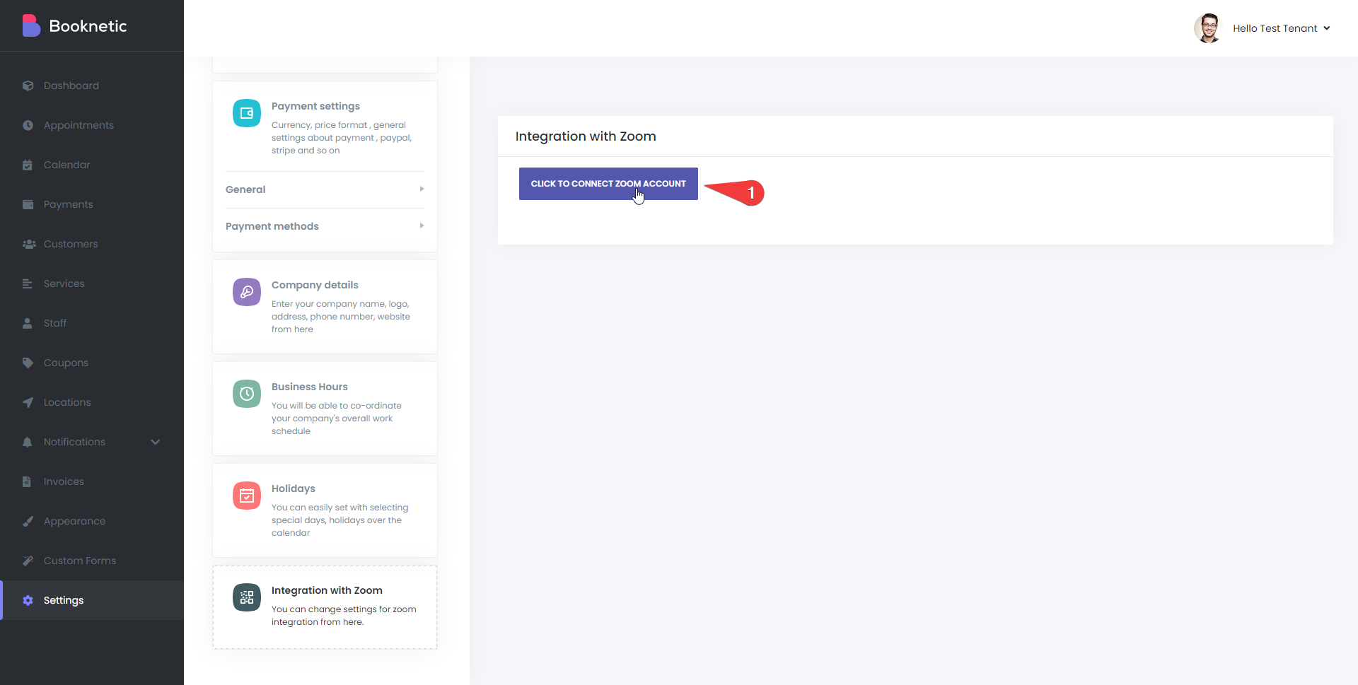 Connecting Zoom for Tenants
