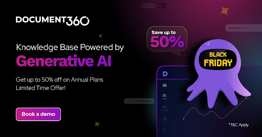 a promotional image for Docuemtn360's Black Friday Campaign showing 50% off in Annual Plans