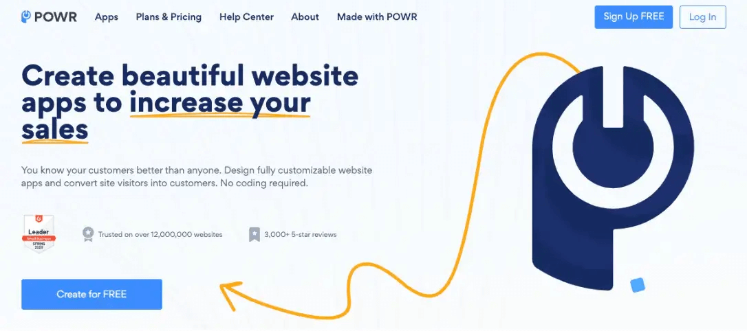 landing page screenshot from POWR app