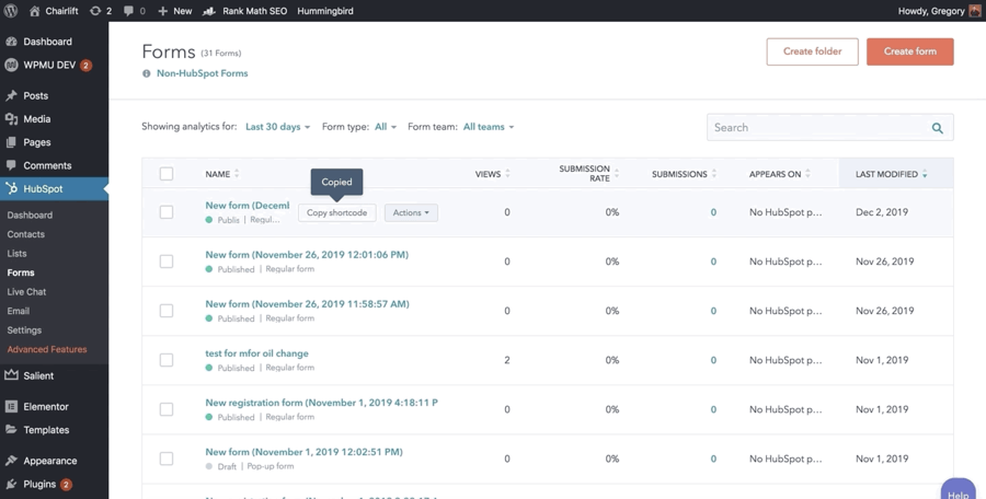 hubspot wordpress lead generation plugins
