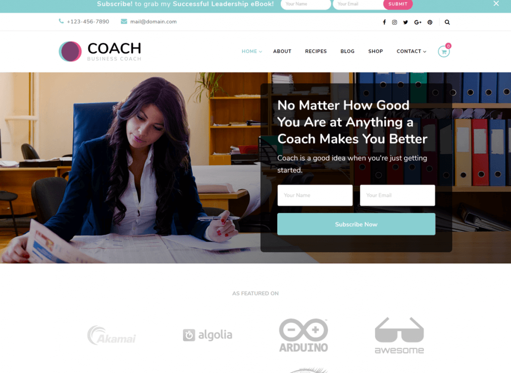 beste kostenlose WordPress-Themen für Coaches Blossom Coach