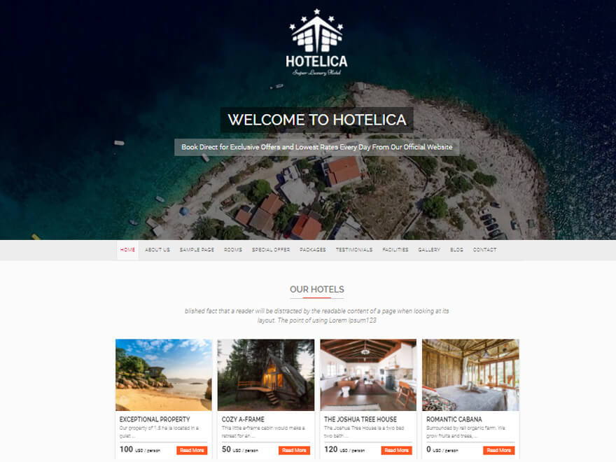 bestes kostenloses WordPress-Thema hotelica