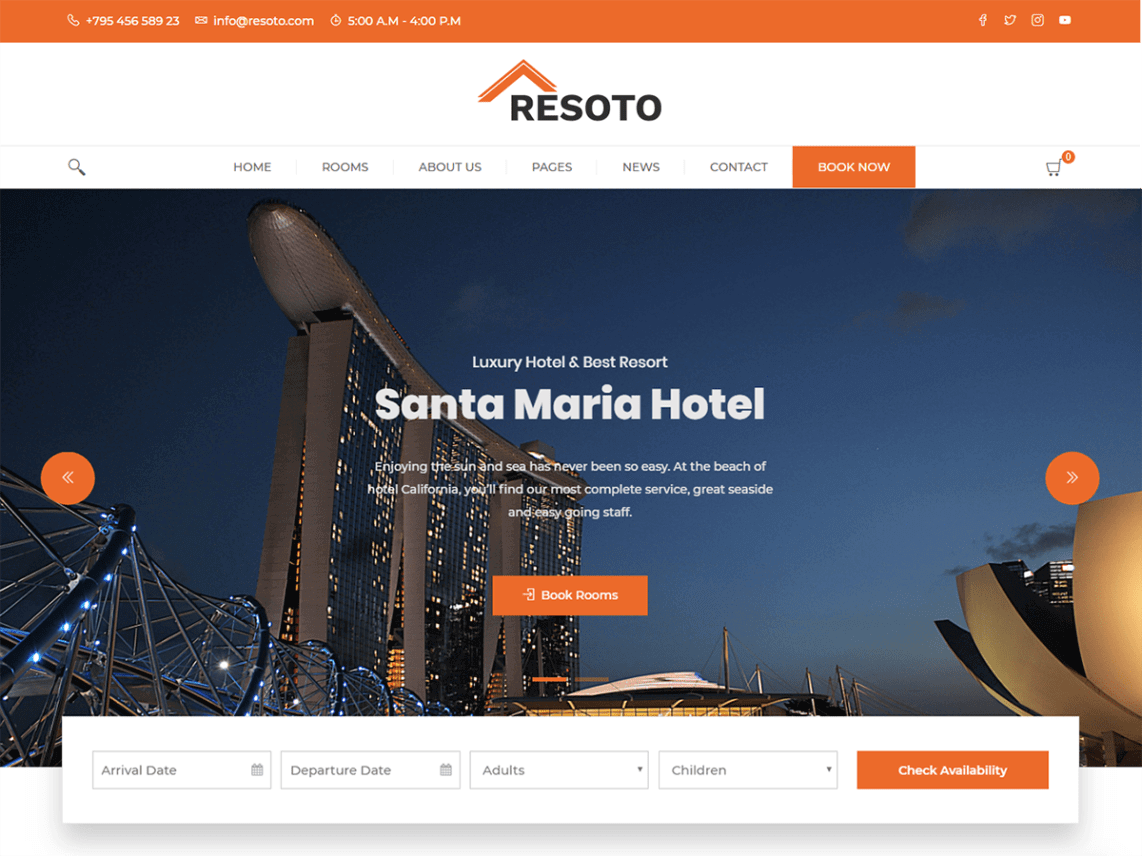 beste kostenlose WordPress-Themen für Hotels resoto