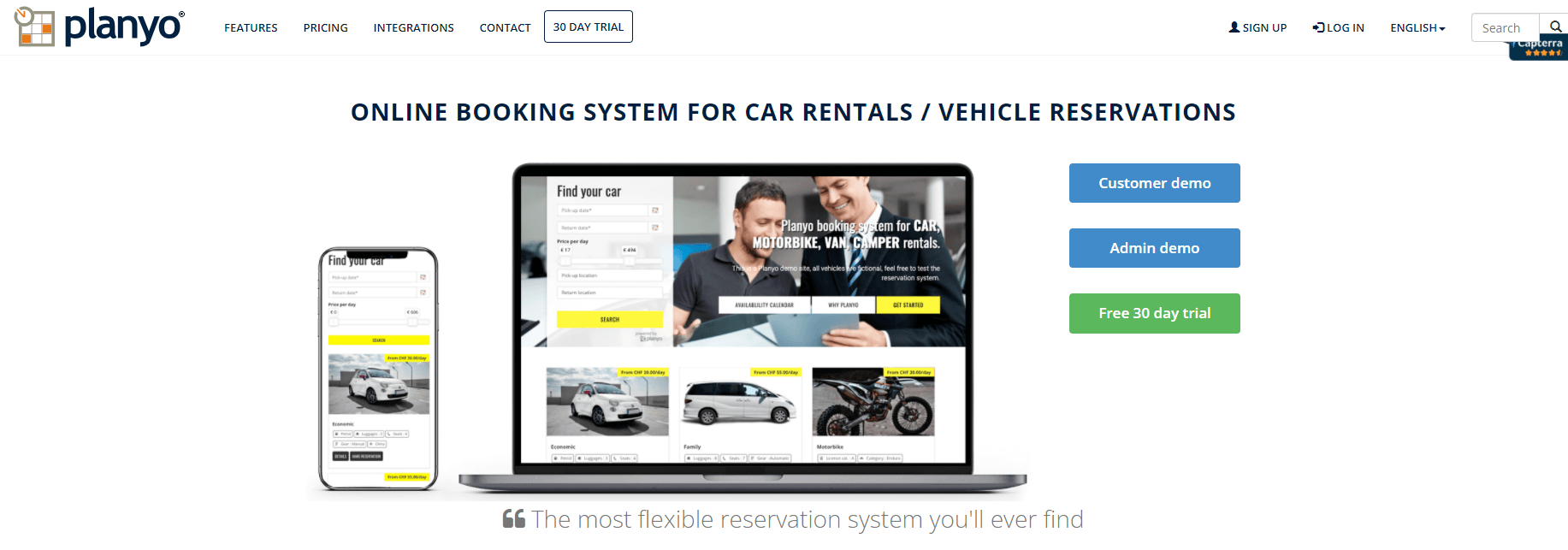 planyo vehicle booking software for car rentals