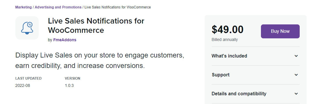 live sales notification