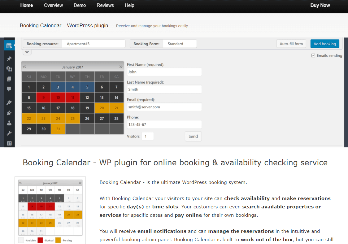 booking calendar