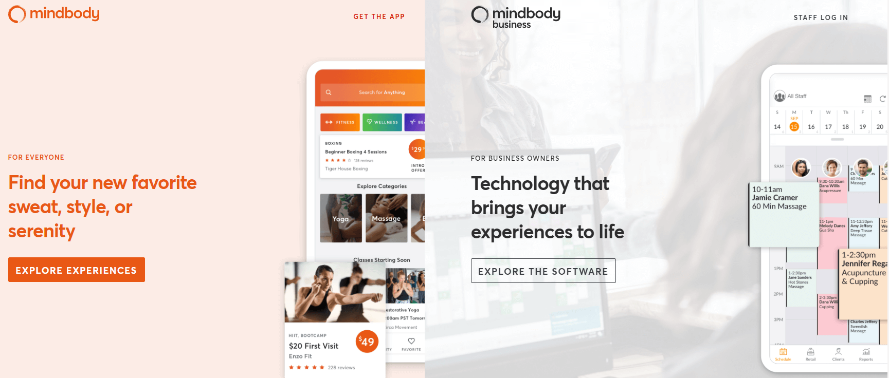 mindbody wellness booking software