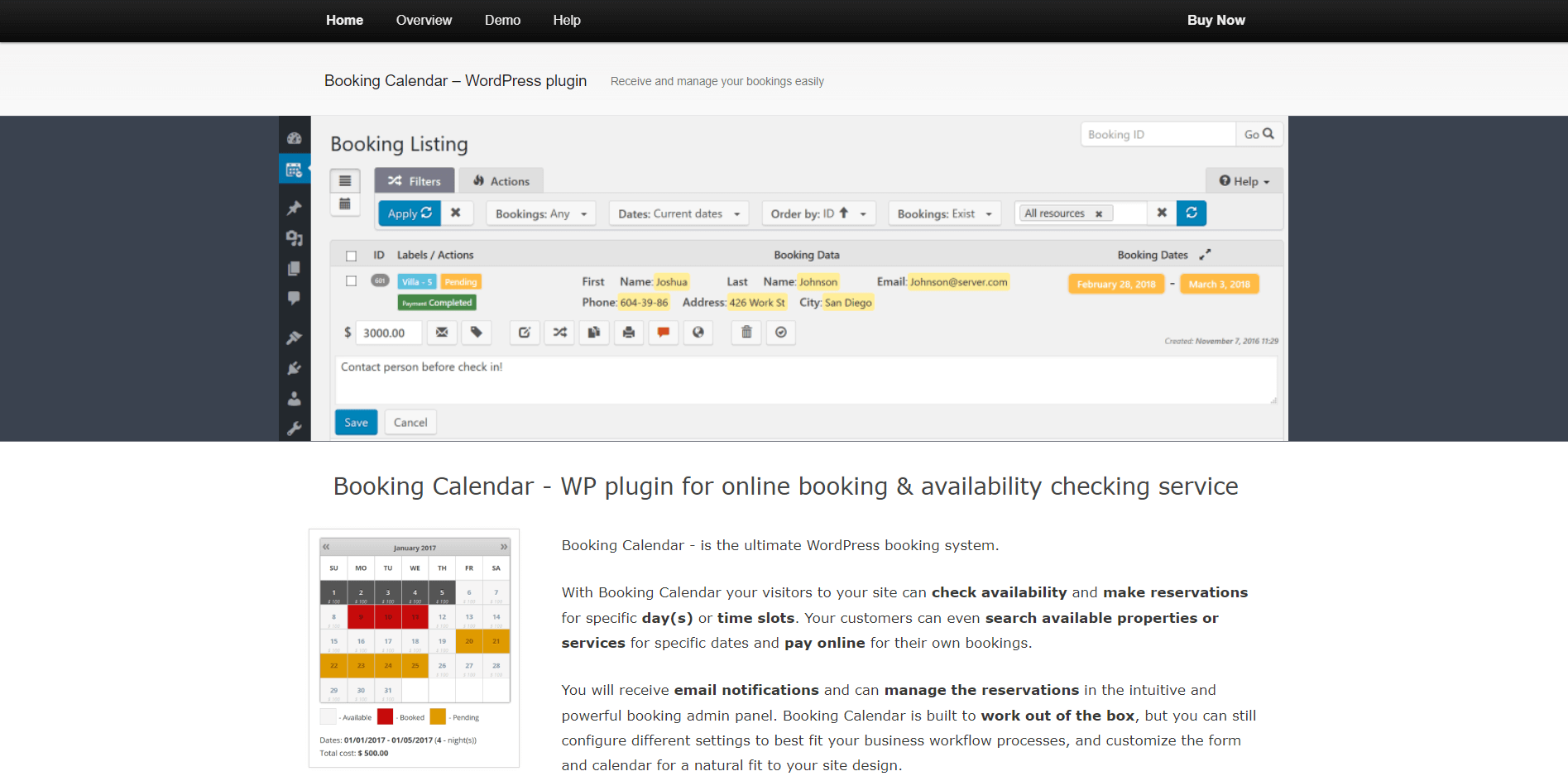 booking calendar