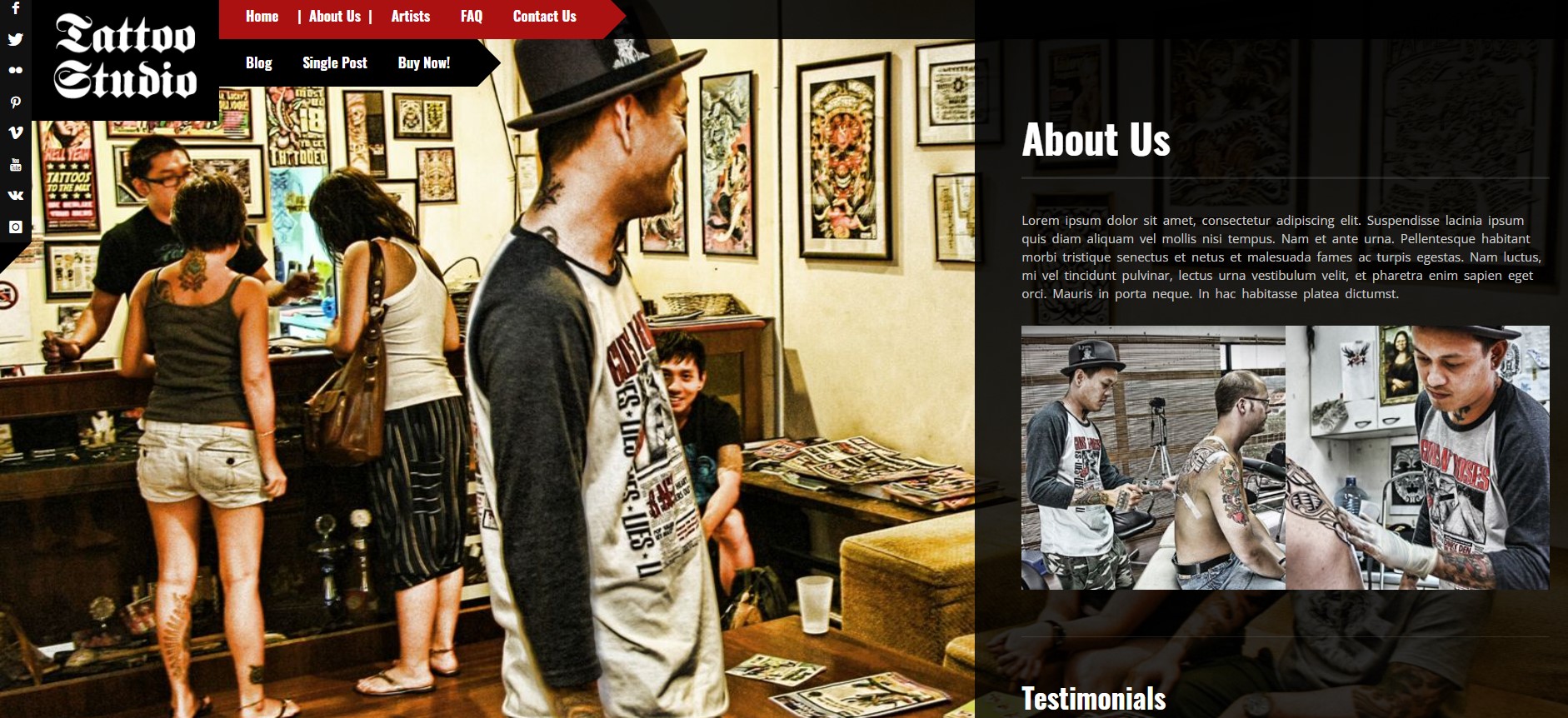 tattoo studio theme for tattoo website