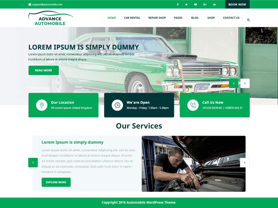 advance automobile car repair services wordpress theme