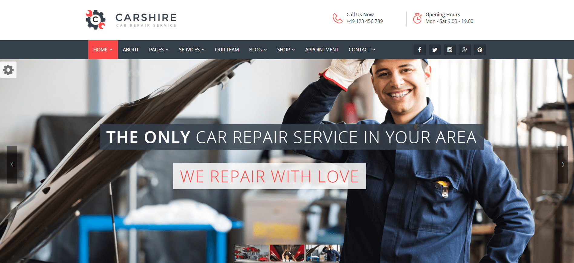 car shire car repair wordpress themes.