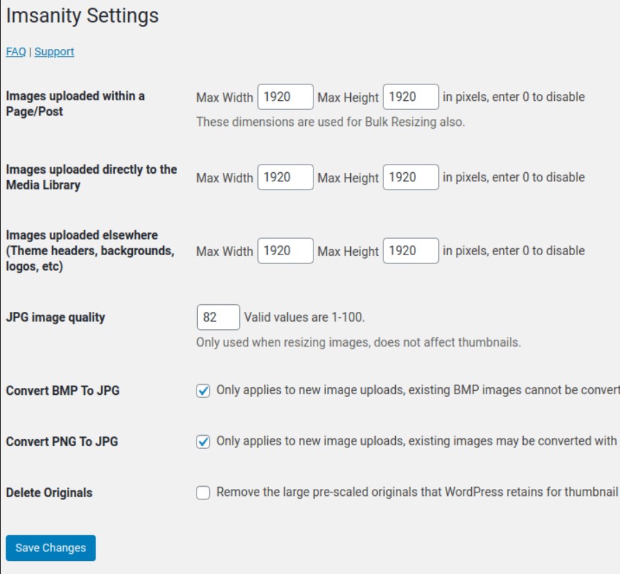 Imsanity wordpress plugin for photographers