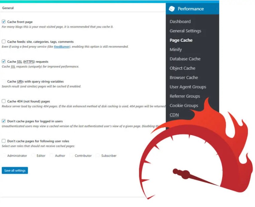 W3 Total Cache wordpress plugin for photographers