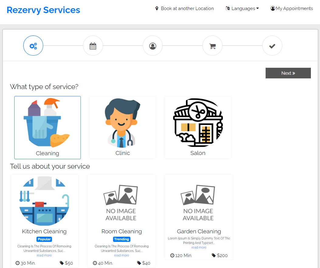 Rezervy cleaning service booking software