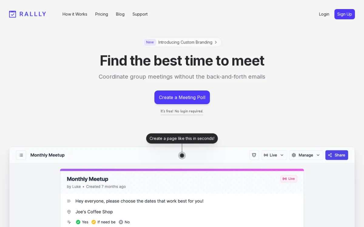 Rallly open source group scheduling poll interface