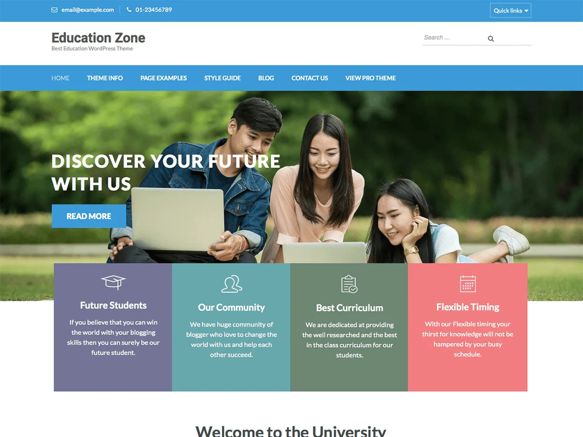 Education Zone WordPress theme preview