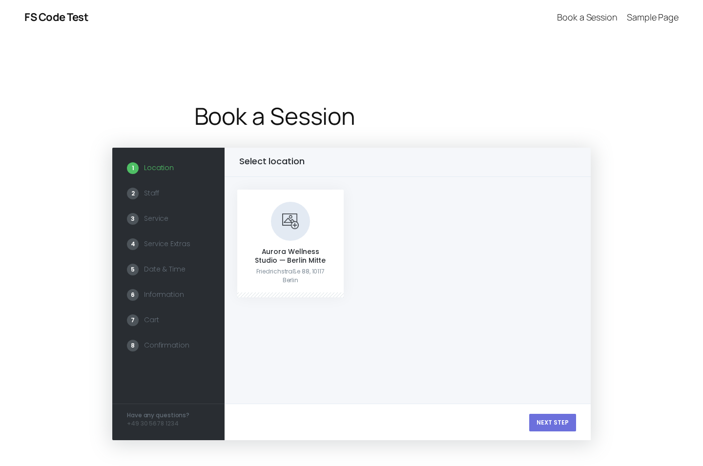 Booknetic step-by-step booking widget on a WordPress page