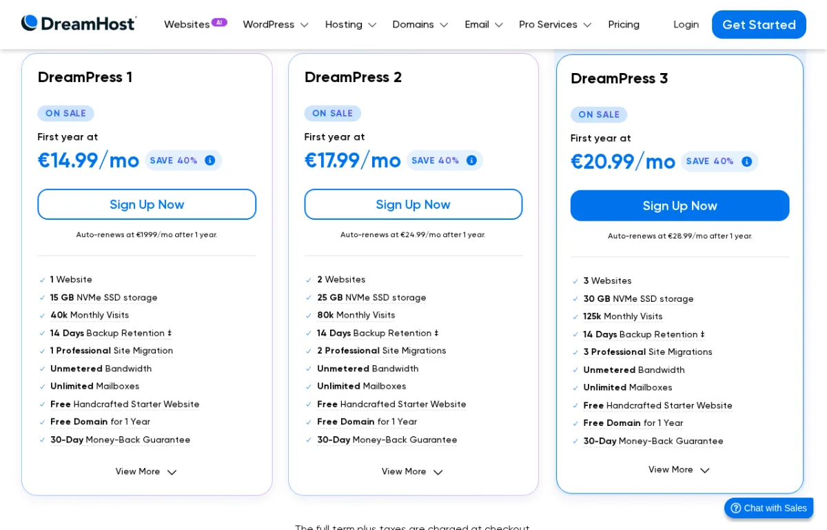 Planes DreamPress 1, 2 y 3
