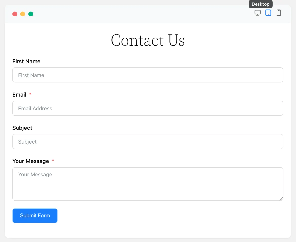 Fluent Forms drag-and-drop form builder interface showing form field configuration panel