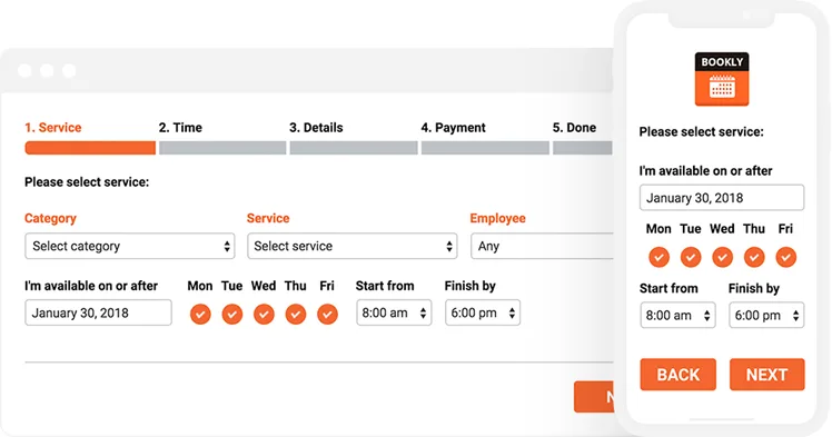 Bookly Pro booking form screenshot