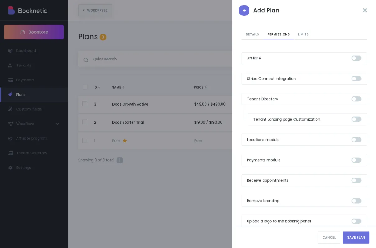 Plan permissions with disabled features