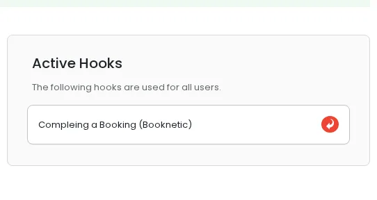 myCred Active Hooks panel with the Booknetic booking completion hook enabled