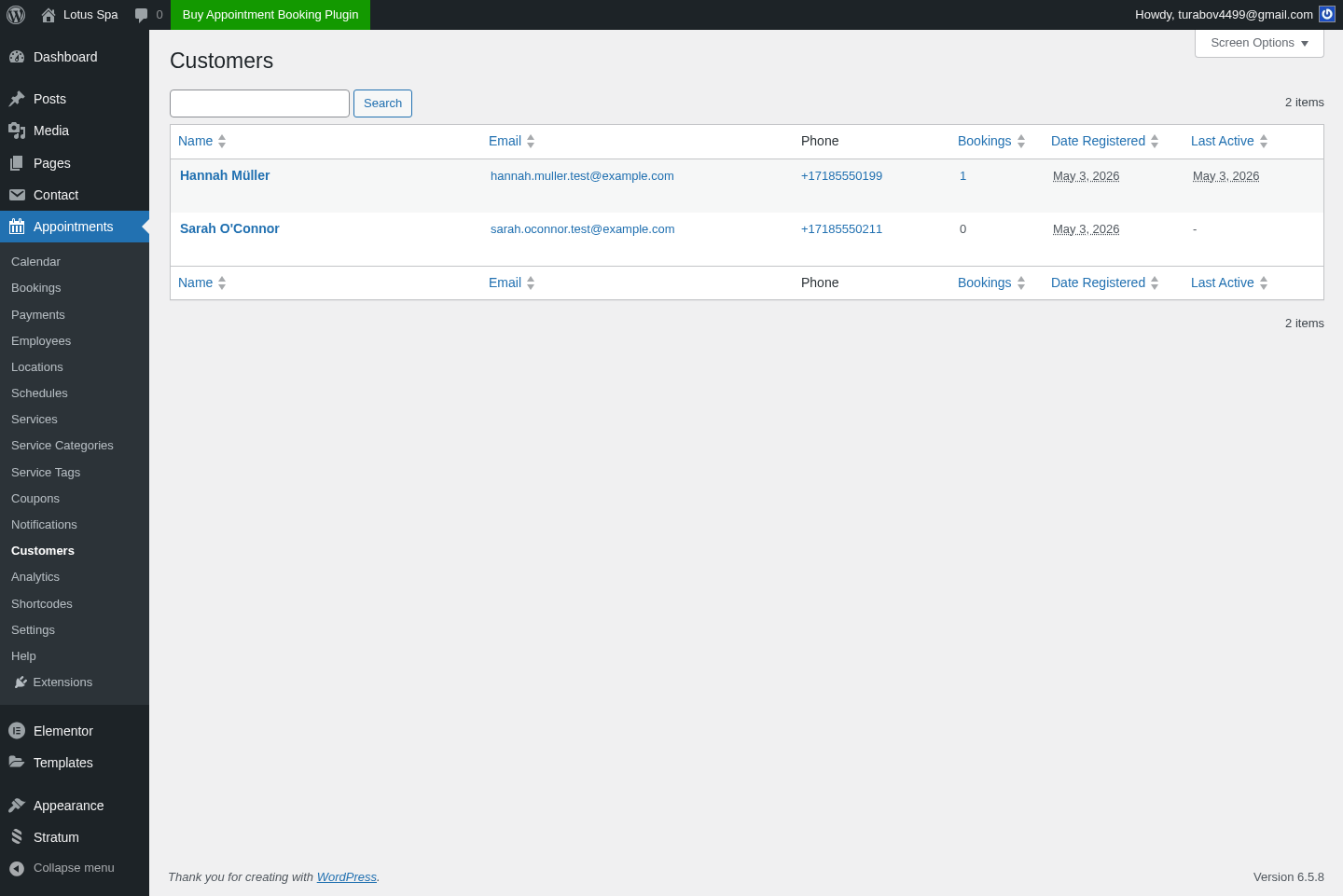 MotoPress admin Customers — auto-created customer records from the booking flow