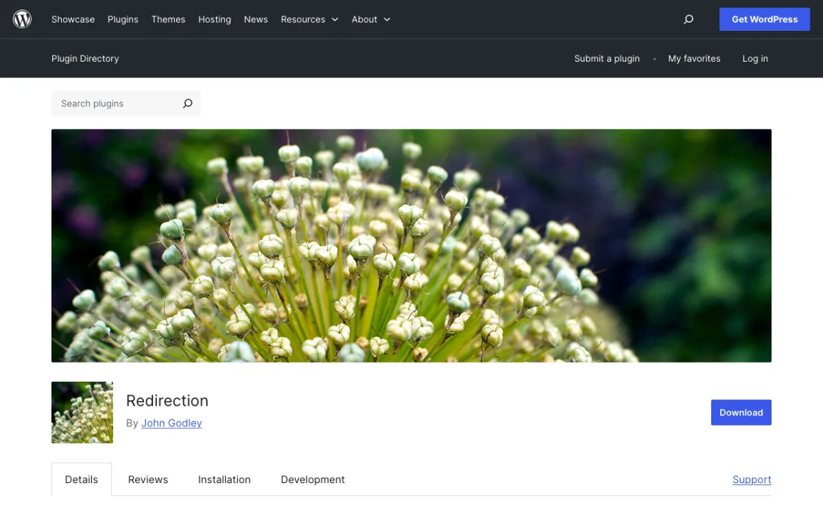 Redirection plugin page on WordPress.org