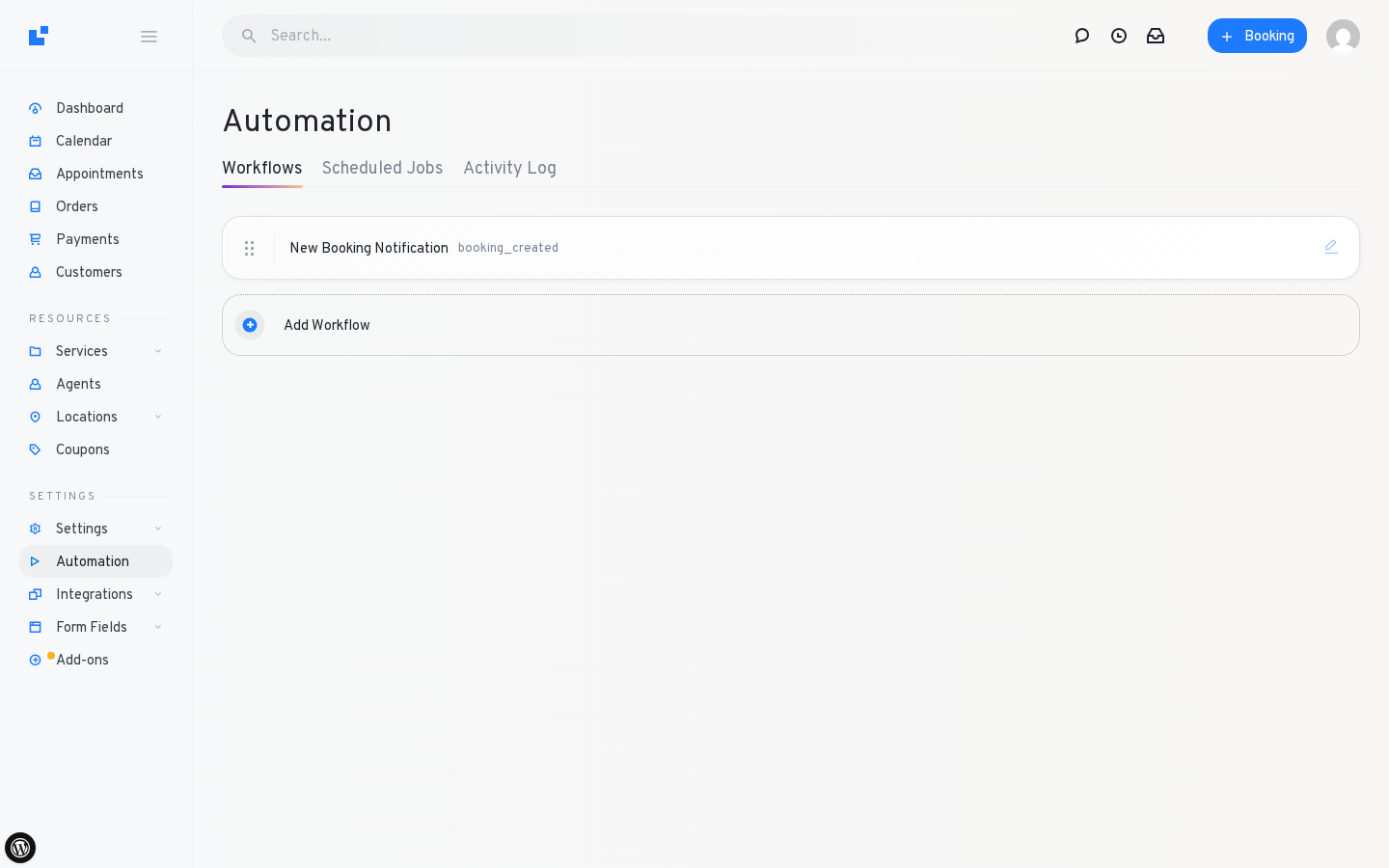 LatePoint admin Automation — default New Booking Notification workflow