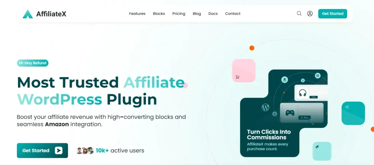AffiliateX WordPress plugin homepage