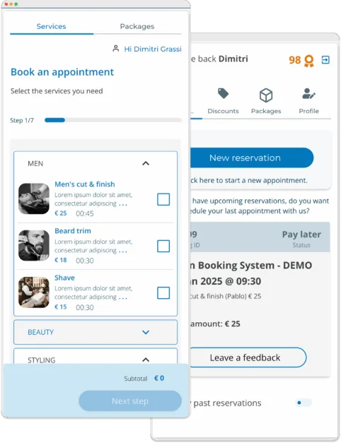 Salon Booking System WordPress plugin front-end multi-step booking interface