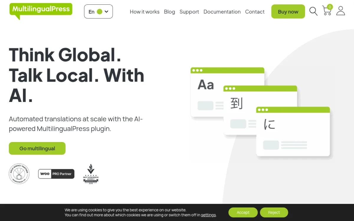 MultilingualPress network administration showing site management for multiple language subsites