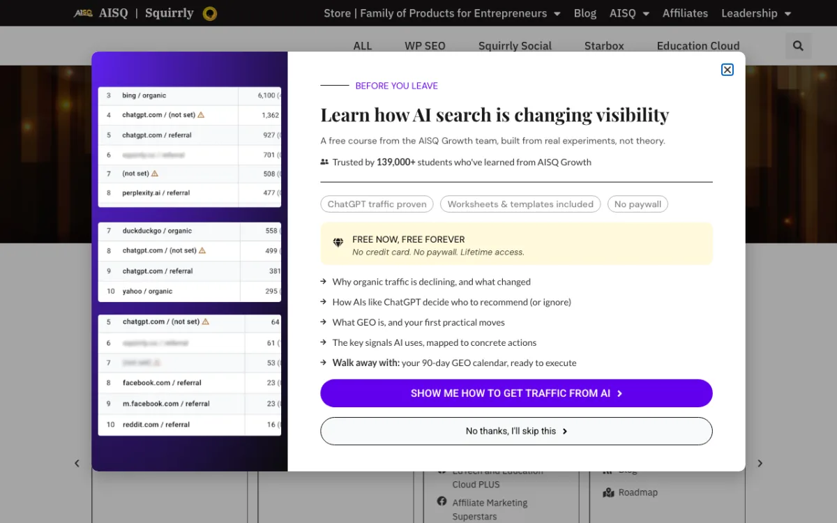 Squirrly SEO plugin page
