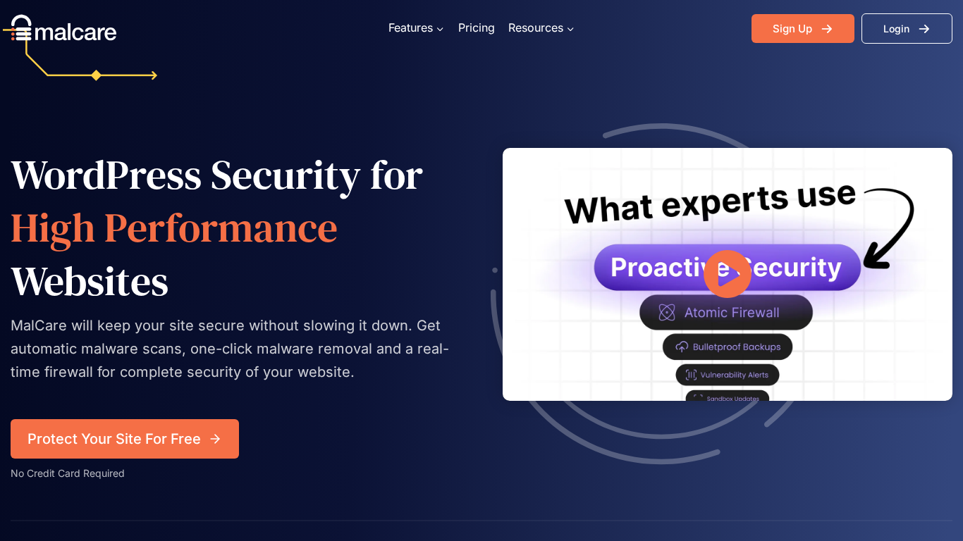Captura del sitio web de MalCare
