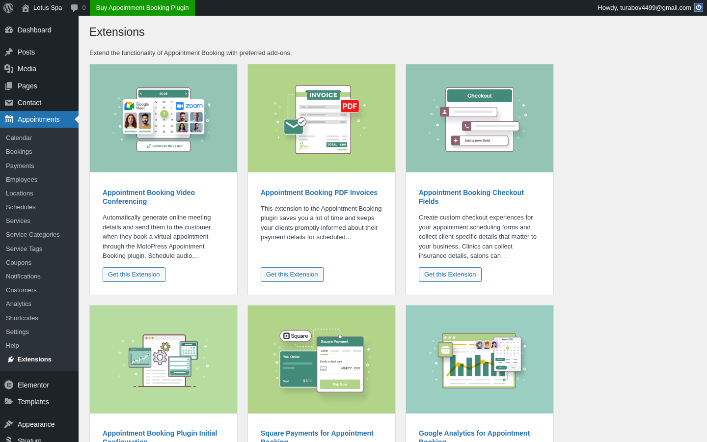 MotoPress-Admin-Extensions — Kartenraster kostenpflichtiger Add-ons