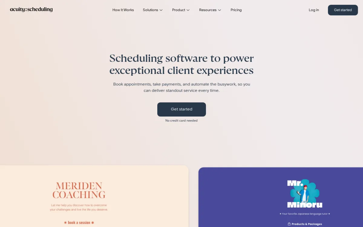 Acuity Scheduling SaaS booking platform homepage