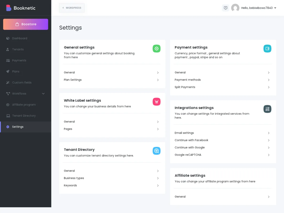 SaaS Settings overview