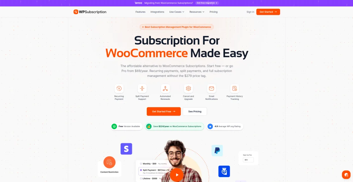 WPSubscription plugin dashboard
