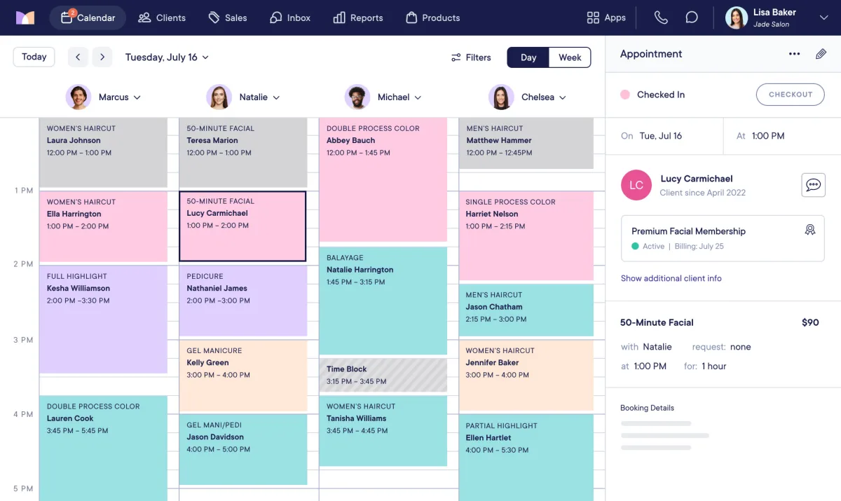 Mangomint salon and spa management dashboard